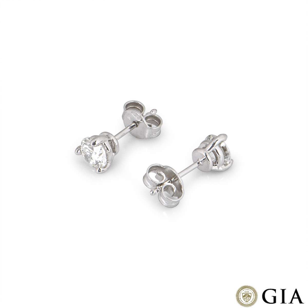 White Gold Round Brilliant Cut Diamond Earrings 1.07ct TDW